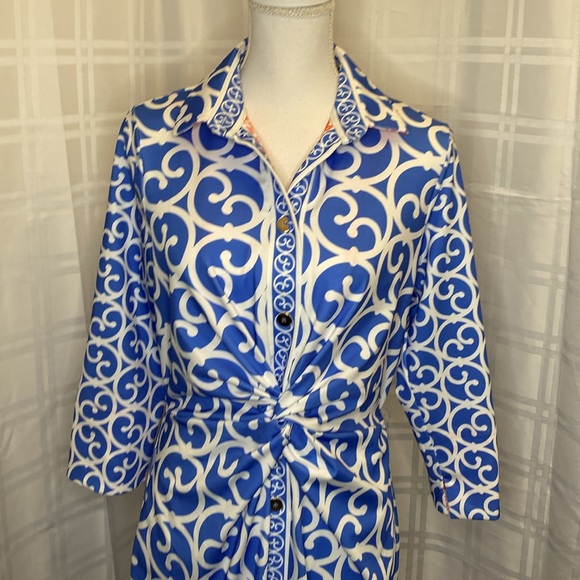 Gretchen Scott Azure Blue Twist and Shout Heavens Gate Dress Size Large - Picture 4 of 13
